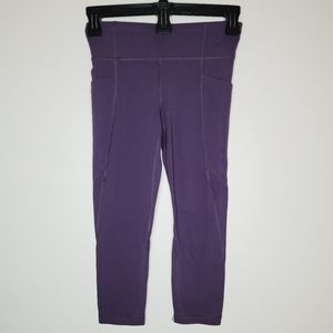 Athleta Girl Stash Your Treasure Tights Purple Medium 8 to 10 Capri High Waist
